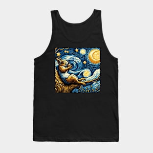 Starry Night Squirrel Whispers, Tee Triumph for Wildlife Devotees Tank Top